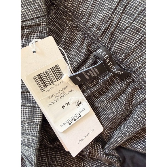 NWT Eileen Fisher Tapered Ankle Pant Women in Grid Size M - Picture 3 of 8